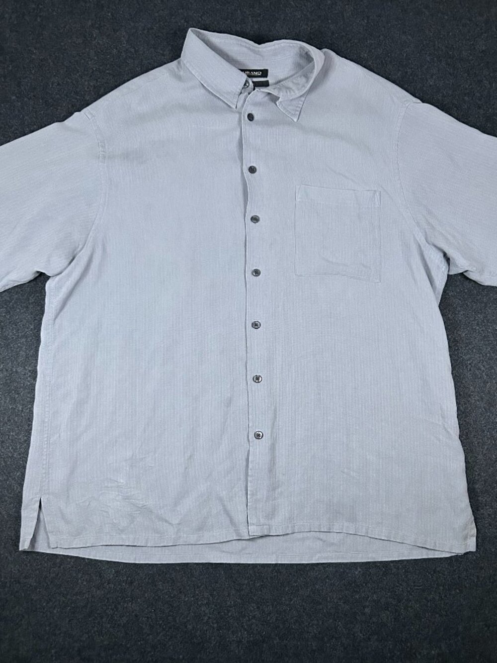 Murano Mens Light Grey 100% Silk Short Sleeve Button Down Shirt XLT